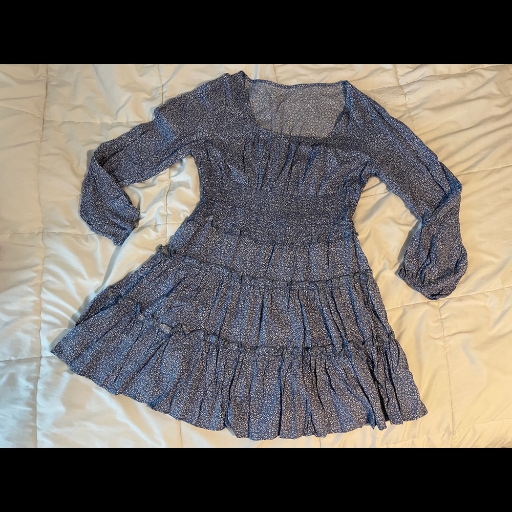 Blue long sleeve floral dress